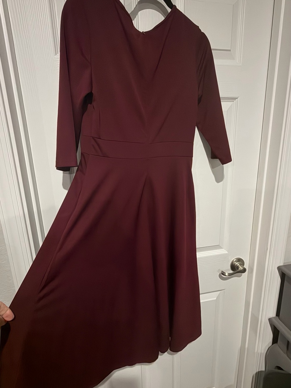 Elegant Women's Burgundy Midi Dress - Classic Fit & Flare